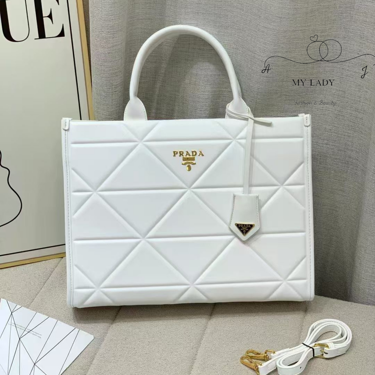 PRADA Large Triangle Quilted Leather